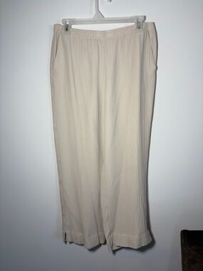 Tommy Bahama Vintage Silk & Cotton Cream Wide Leg Pleated Pants - M